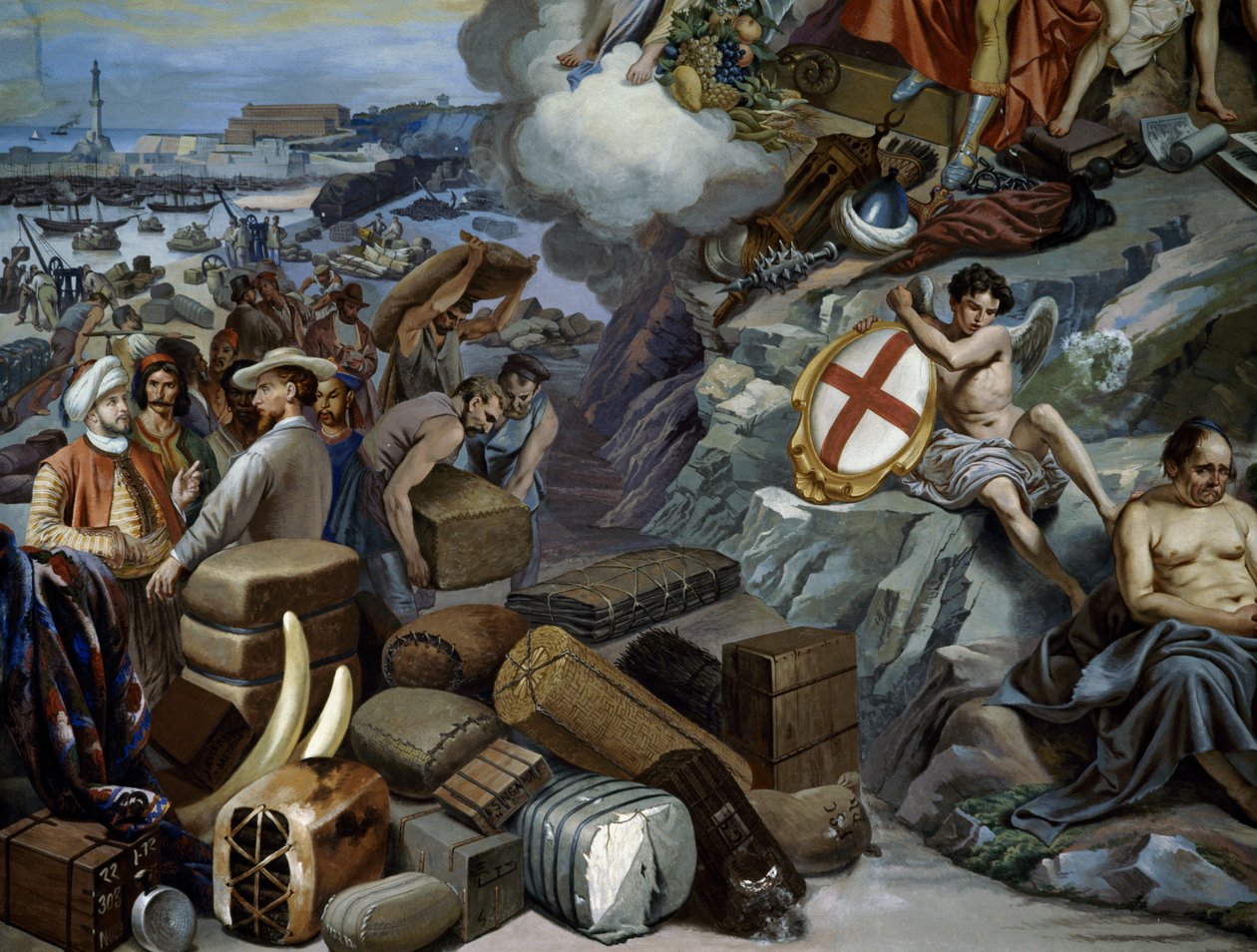 Ligurian kauppa, maalaus Giuseppe Isola (1808-1893), Italia tekijältä Giuseppe Isola