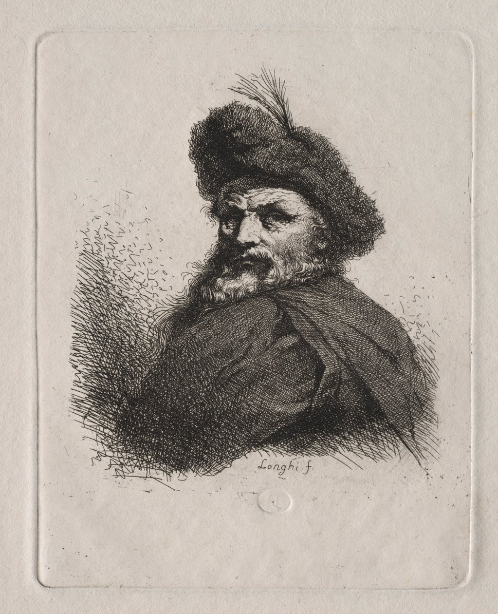 Miehen rintakuva, jolla on turkislakka. tekijältä Giuseppe Longhi