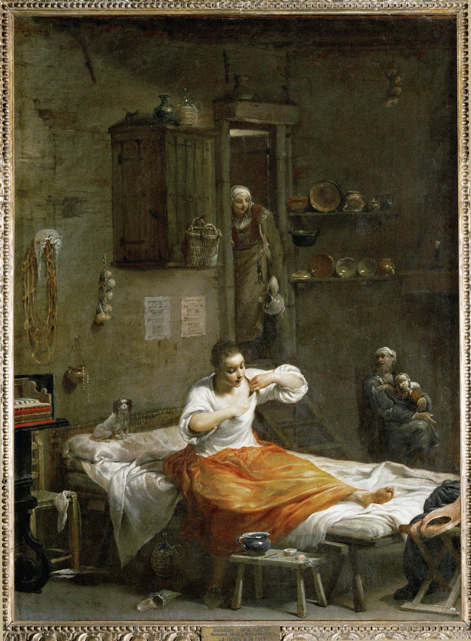 La femme a la puce - Kirppujen etsiminen ... tekijältä Giuseppe Maria (1665 1747) Crespi