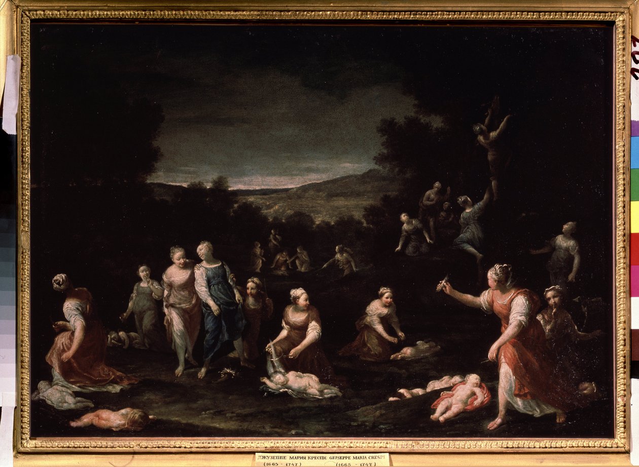 ""Nymfit riisuivat Cupideja"" (Nymphs disarming Cupids) Giuseppe Maria Crespin (1665-1747) maalaus noin 1698 Pushkin-museo, Moskova tekijältä Giuseppe Maria Crespi