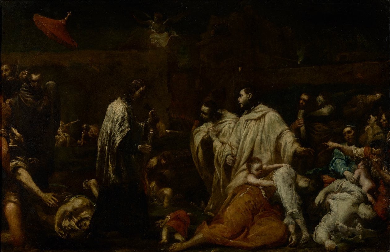 Siunattu Bernard Tolomei ruton lopettamisen puolesta Sienassa, n. 1735 (öljy kuparilla) tekijältä Giuseppe Maria Crespi