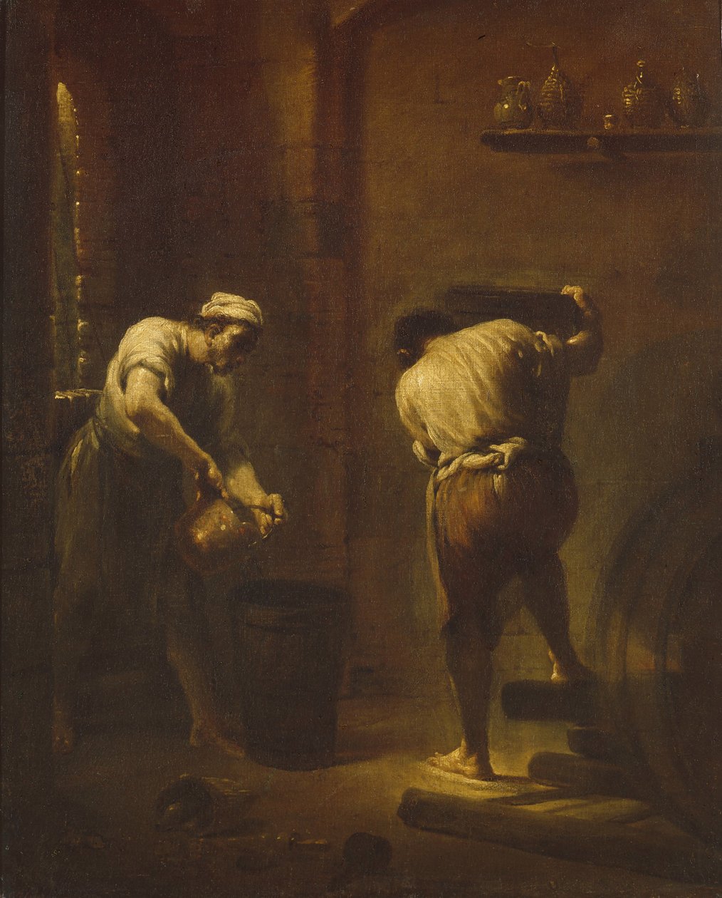 Kohtaus kellarissa, n. 1710-1715. tekijältä Giuseppe Maria Crespi