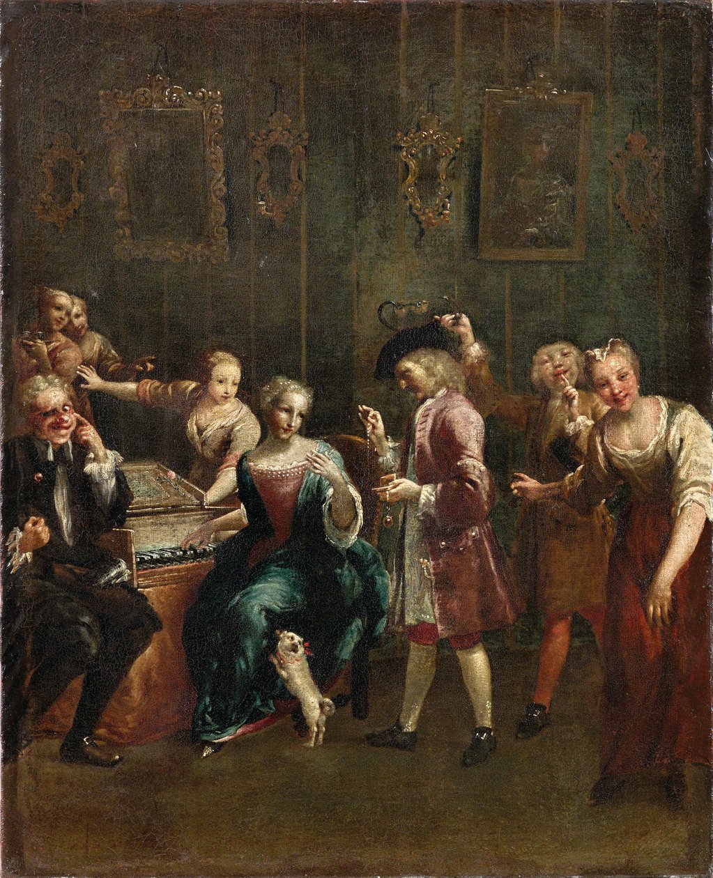 Laulaja Spinetissä ihailijoiden kanssa, 1730-luku. tekijältä Giuseppe Maria Crespi