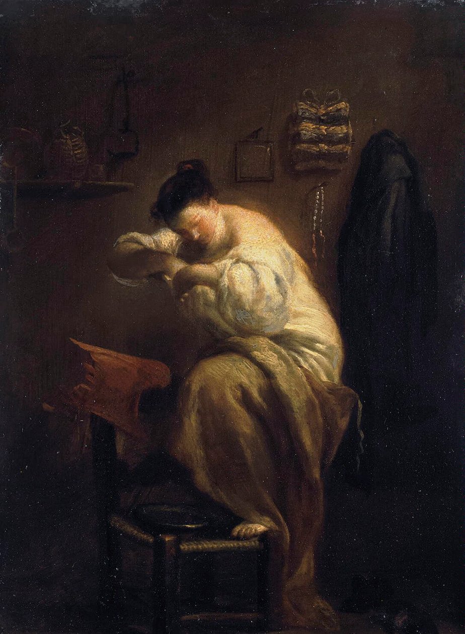 Nainen etsii kirppuja, 1710-luku. tekijältä Giuseppe Maria Crespi