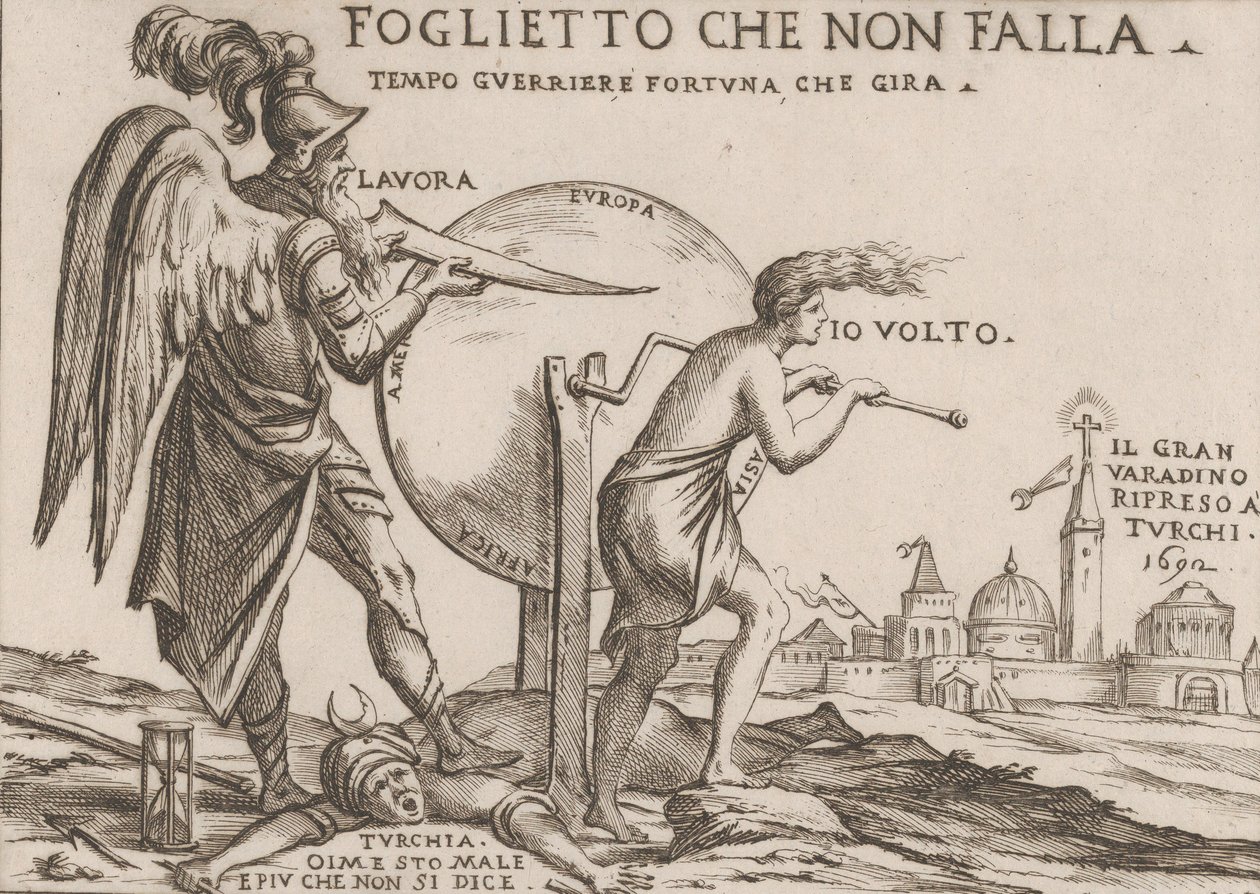 Turkkilaisten omaisuuksiin liittyvä allegoria, n. 1692. tekijältä Giuseppe Maria Mitelli