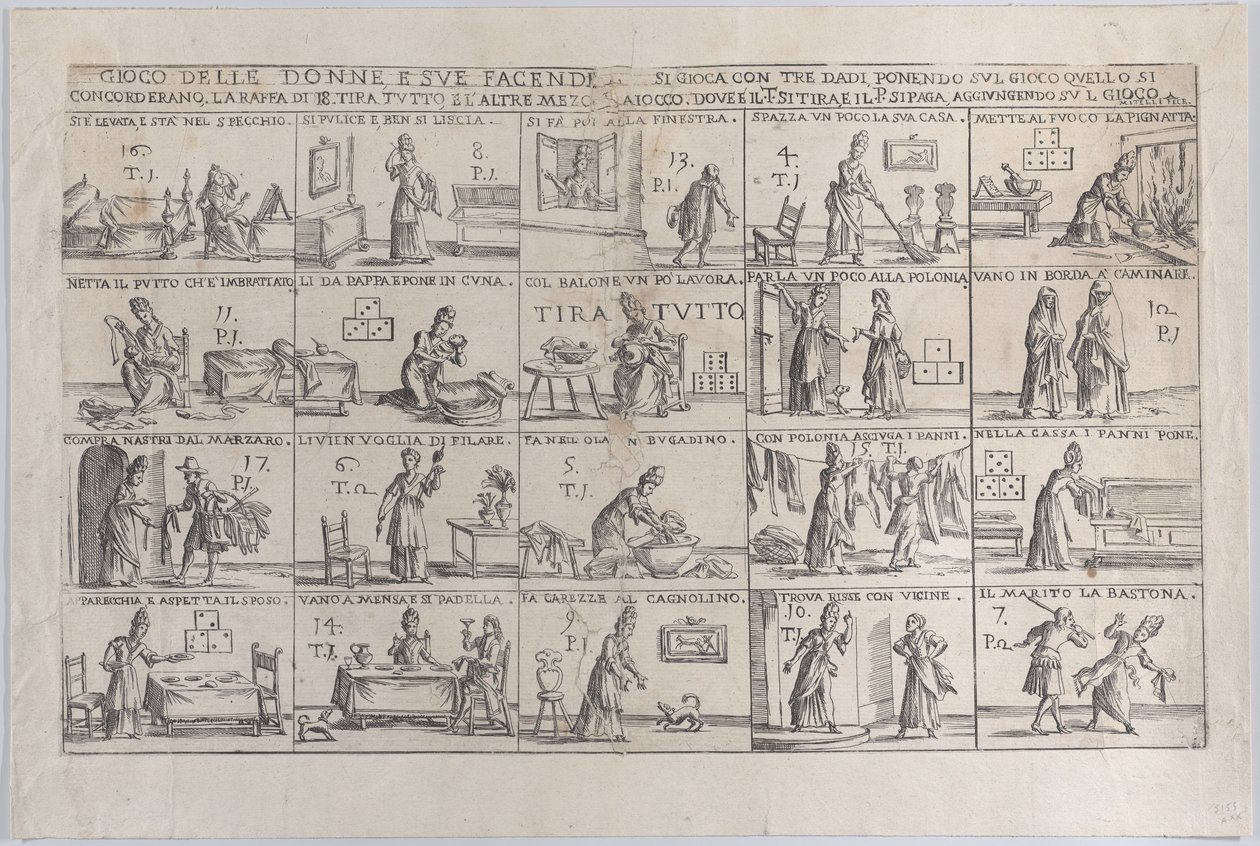 Gioco Delle Donne, E Sue Facende Game of Wives, and Their Chores, 1654-1718. tekijältä Giuseppe Maria Mitelli
