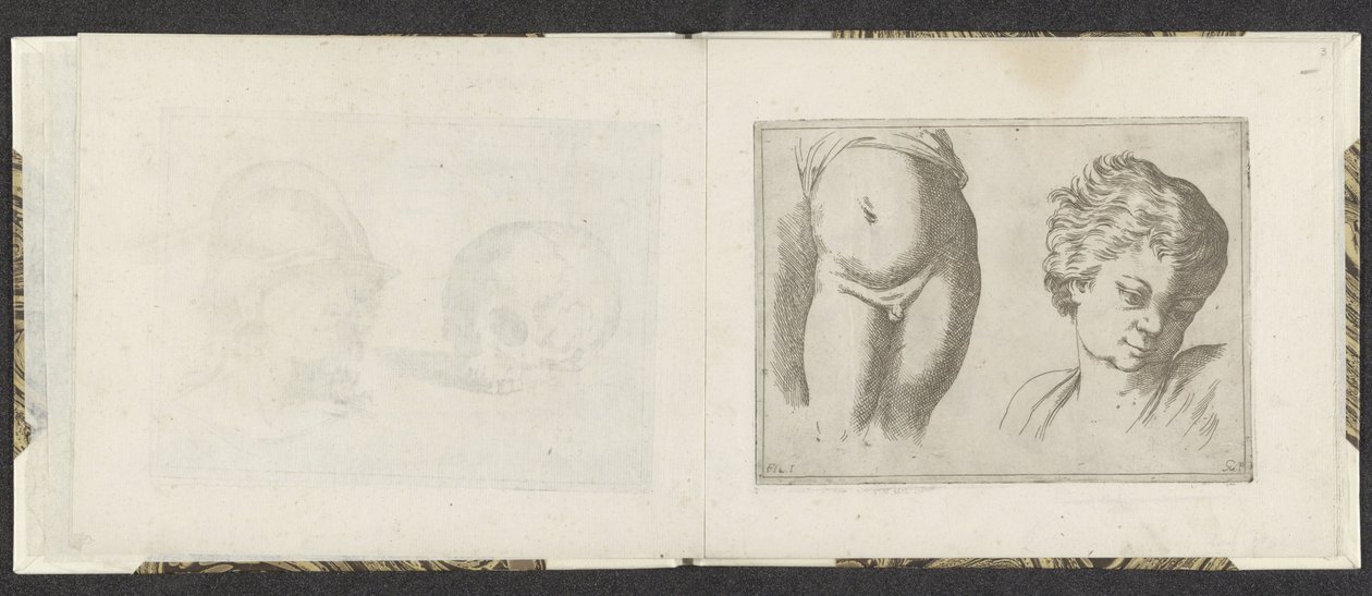 Alaston alavartalo ja lapsen pää Piirustusesimerkkejä (sarjan nimi) Mitelli intaglio (sarjan nimi) tekijältä Giuseppe Maria Mitelli