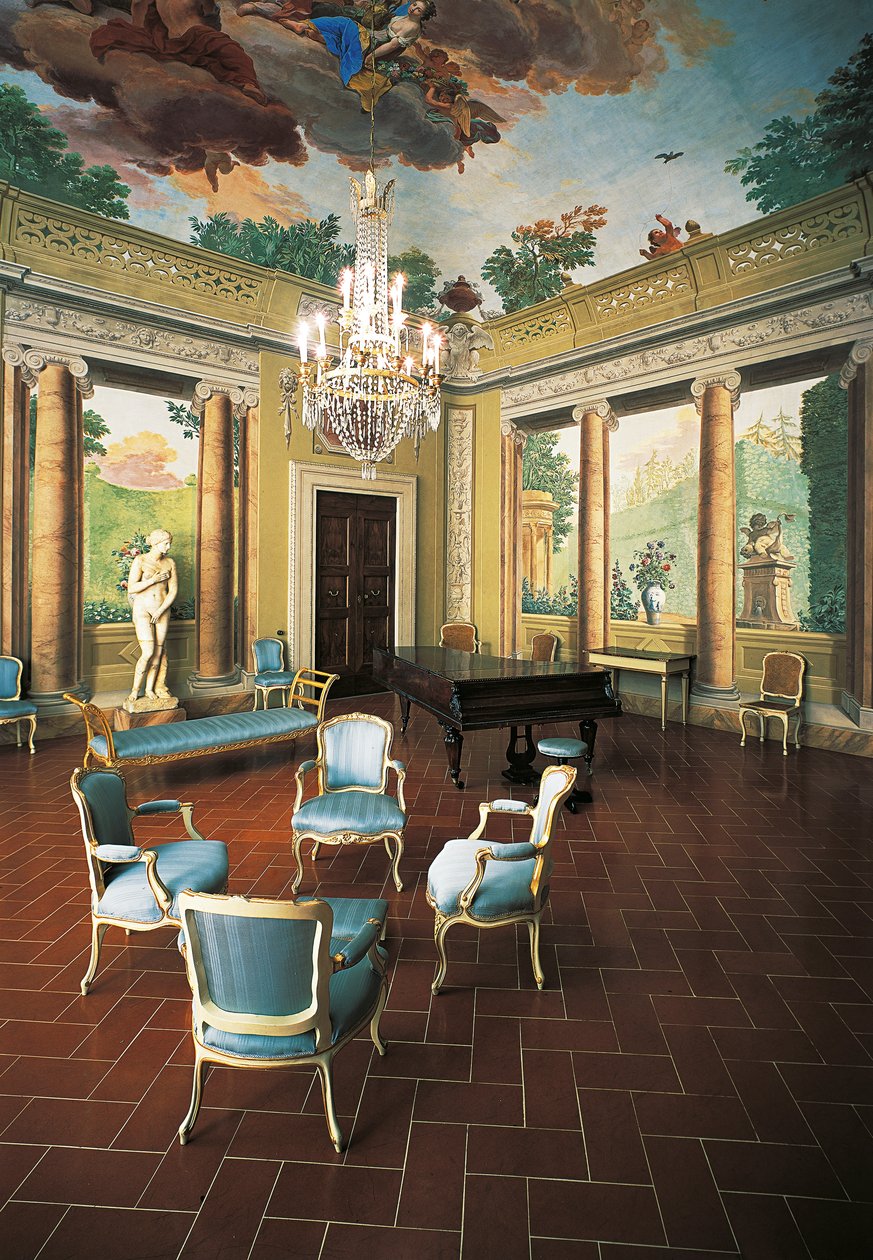 Giuseppe Maria Terrenin (1739-1811) vuosina 1777-1778 maalaamia freskoja Room of Four Seasonsissa, Villa del Poggio Imperialessa (Villa of Imperial Hill), Firenze, Italia tekijältä Giuseppe Maria Terreni