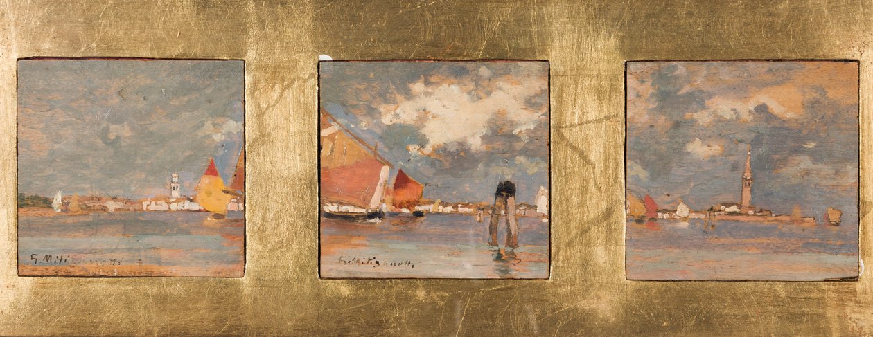 Triptyque with Lagoon (öljy vanerille) tekijältä Giuseppe Miti Zanetti