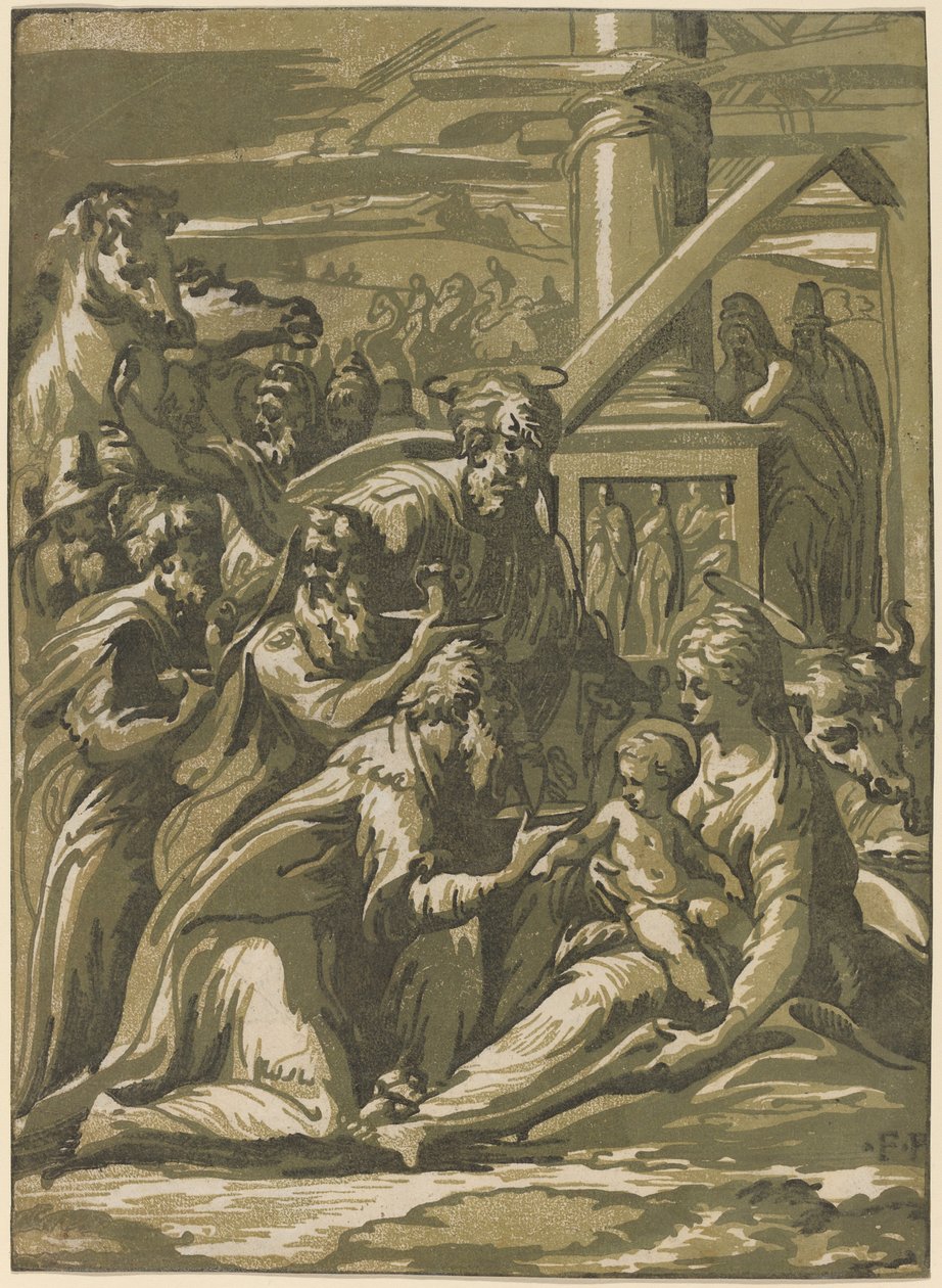 Maagien palvonta tekijältä Giuseppe Nicolo Vicentino, after Parmigianino