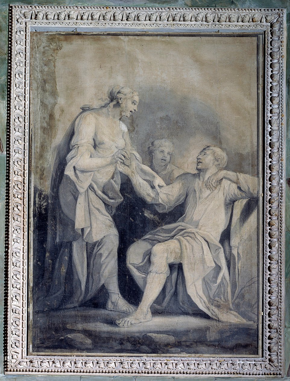 Ihmiskunta auttaa onnettomuutta (yksivärinen piirustus tekijältä Giuseppe Paganelli