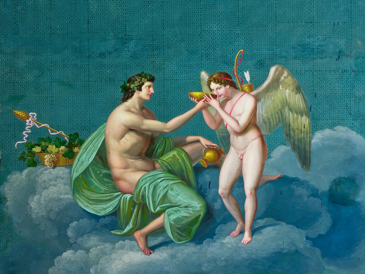 Bacchus ja Cupid, n. 1830 (fresko) tekijältä Giuseppe Patania