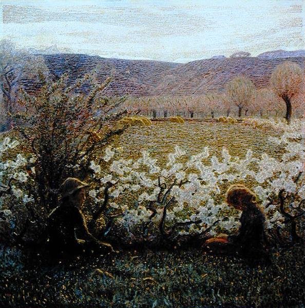 Pelto kukassa (öljy kankaalle) tekijältä Giuseppe Pellizza da Volpedo