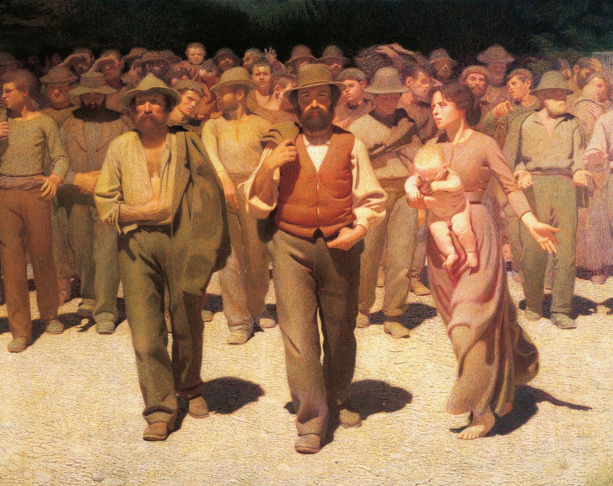 Neljäs osavaltio, Giuseppe Pellizza da Volpedo, yksityiskohta tekijältä Giuseppe Pellizza da Volpedo