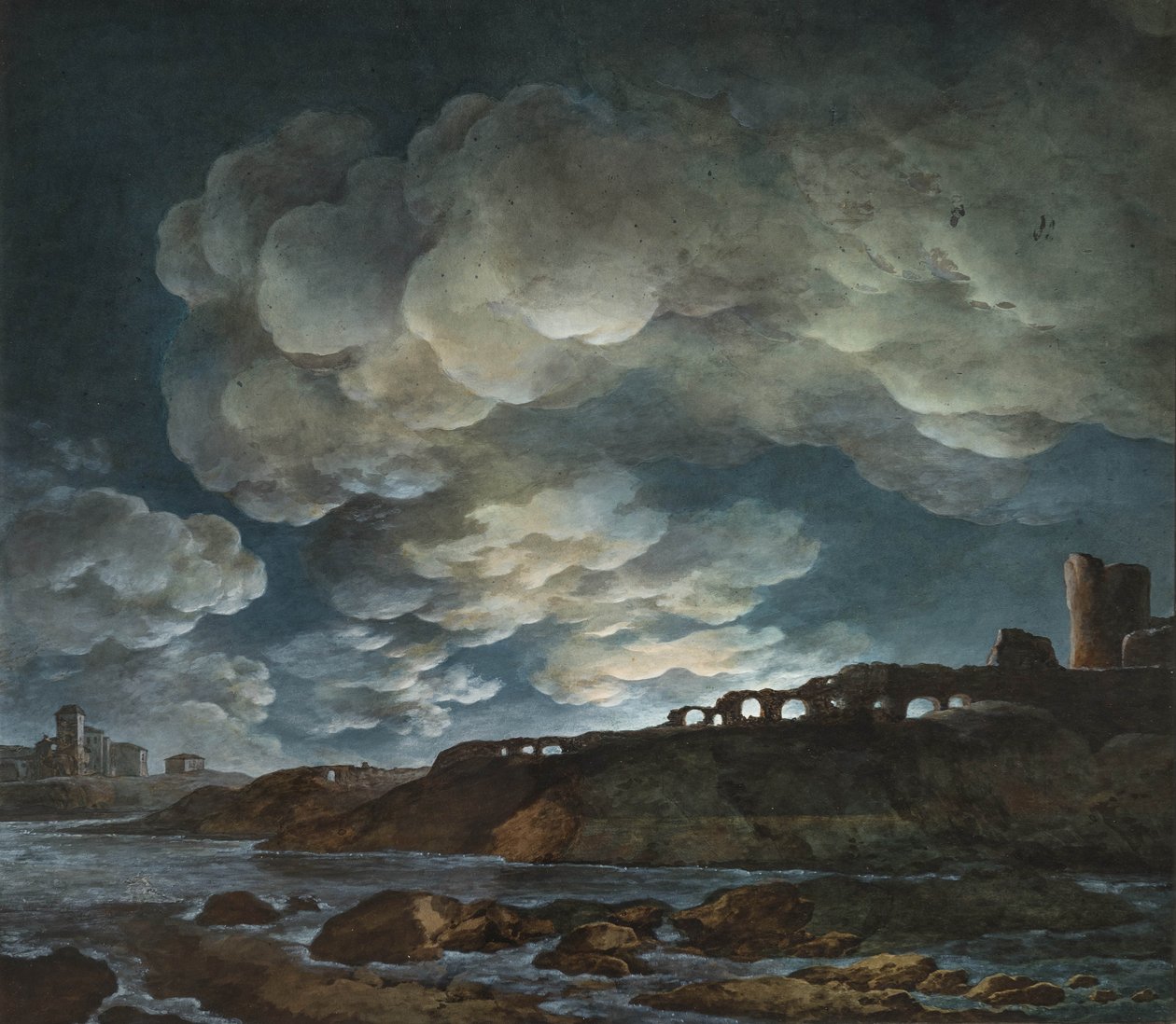 Täysikuu meren yllä, 1800-1810. tekijältä Giuseppe Pietro Bagetti