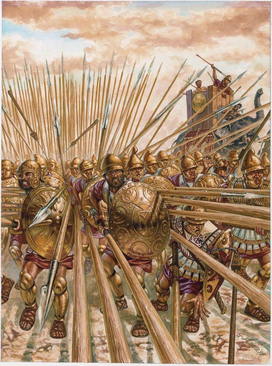 Muinainen Kreikka: Pyrrhos I:n Epiroticuksen falangi (378-272 eKr.) - Muinainen Kreikka: Epiruksen Pyrrhoksen (Pyrrhos) falangi - Kuvitus: Giuseppe Rava tekijältä Giuseppe Rava