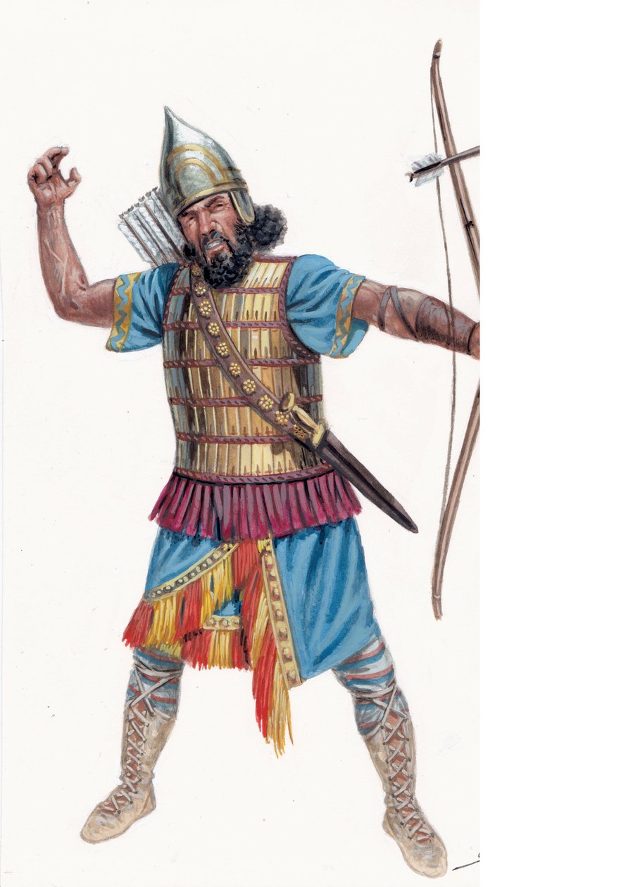 Antiikki: Assyrian raskas jousimies - Kuvitus: Giuseppe Rava. tekijältä Giuseppe Rava