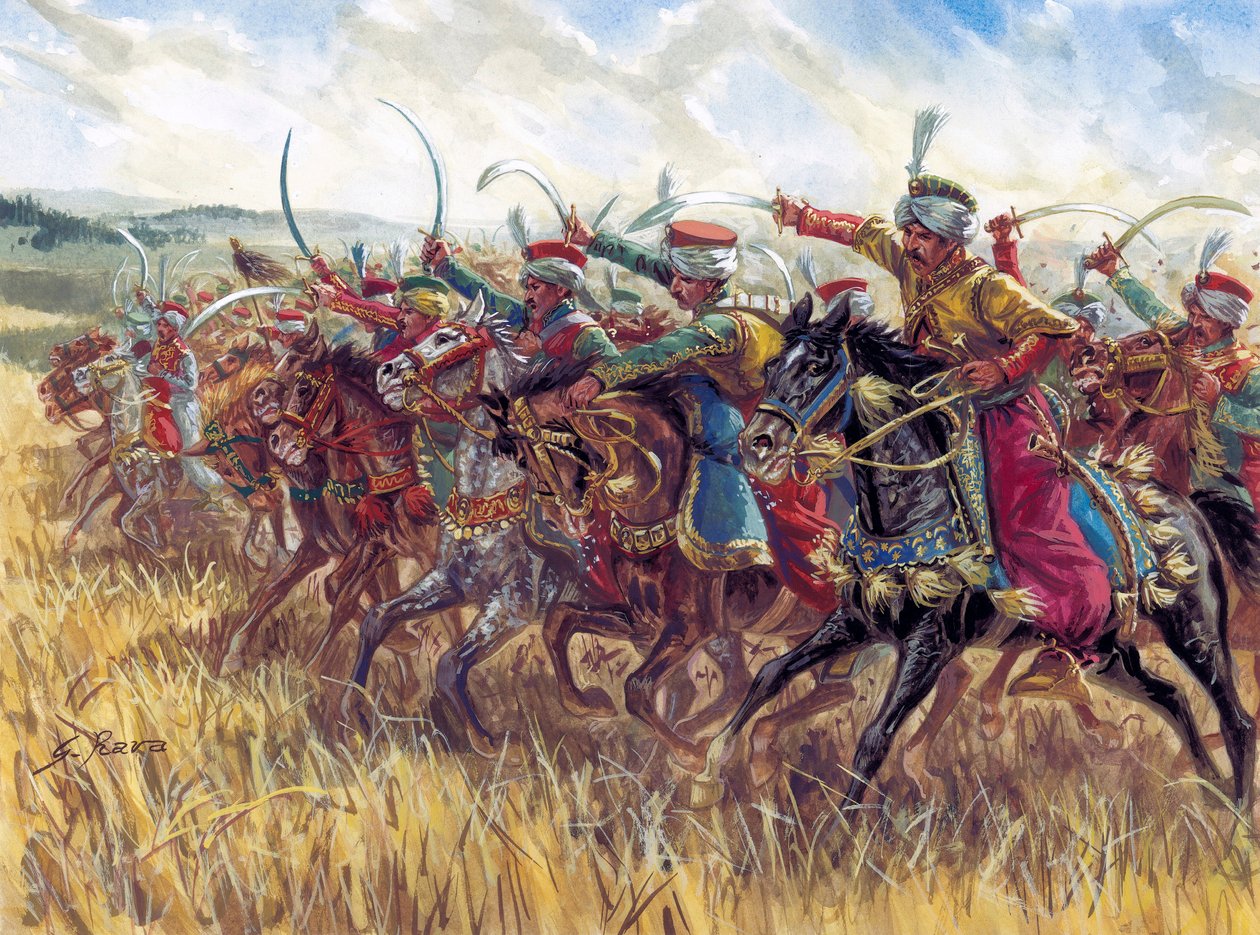 First Empire: I:n mamlukien hyökkäys - Ensimmäinen imperiumi: Napoleon I:n mamlukien ratsuväen hyökkäys - Kuvitus: Giuseppe Rava tekijältä Giuseppe Rava