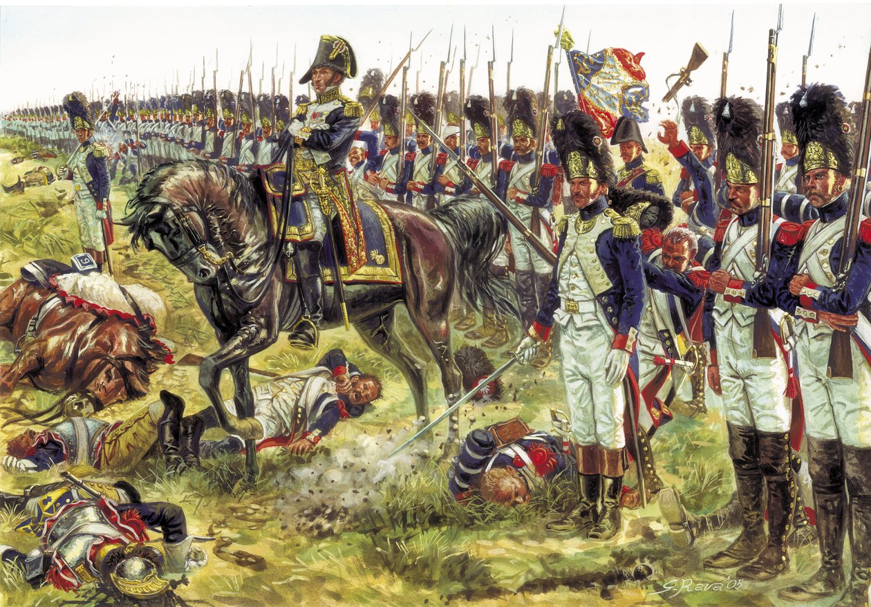 Ensimmäinen keisarikunta: Esslingin taistelu (tai Aspernin taistelu) toukokuussa 1809 kenraali Dorsennen johtaman Napoleon I:n suuren armeijan sotilaiden ja Itävallan armeijan välillä - Ensimmäinen keisarikunta: Aspern-Esslingin taistelu toukokuussa 1809 k tekijältä Giuseppe Rava