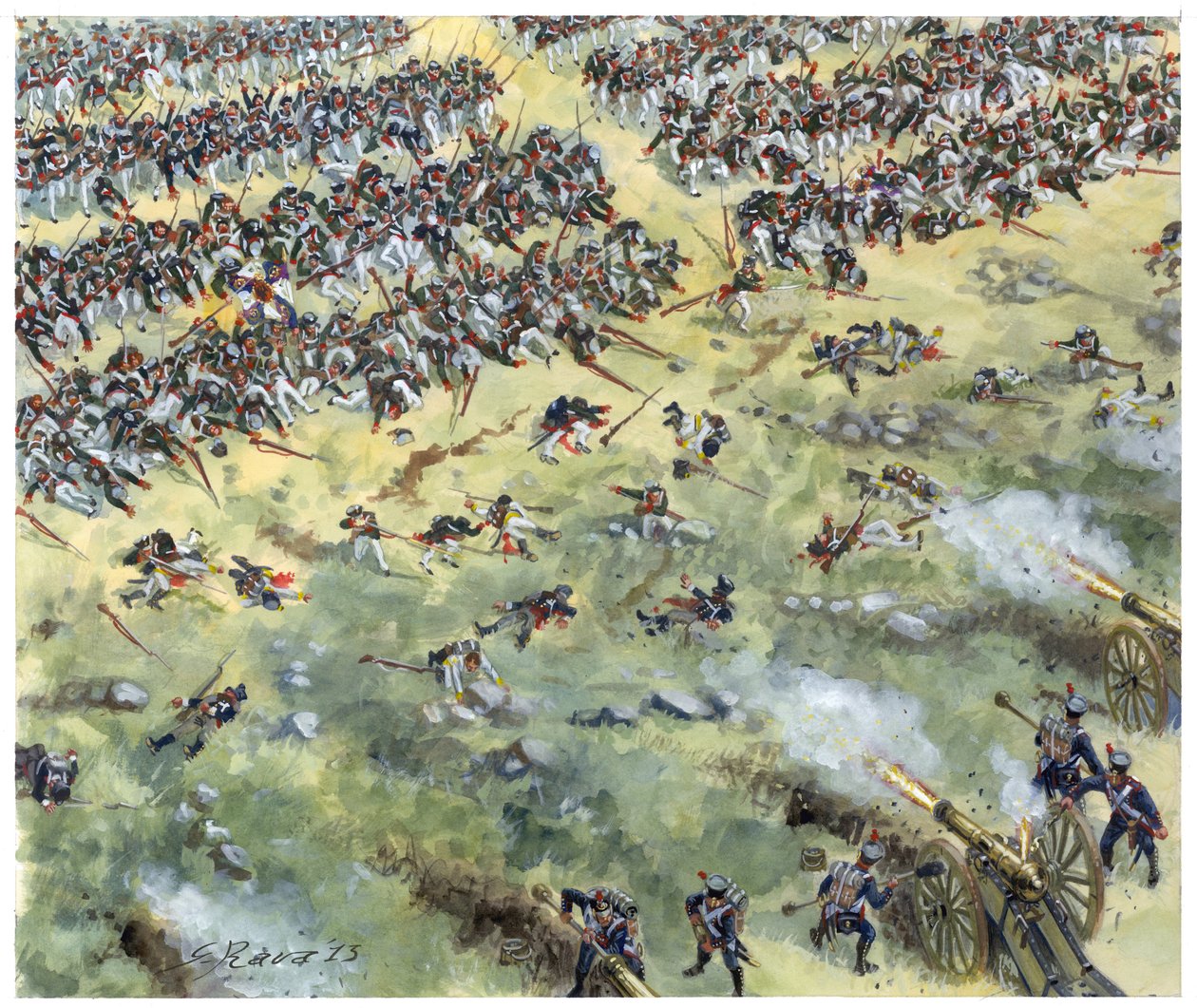 Ensimmäinen valtakunta, Saksan kampanja: Russian line infantry defeated at the Battle of Leipzig in October 1813 - Ensimmäinen keisarikunta, Saksan kampanja: venäläinen jalkaväki hävisi Ranskan armeijalle Leipzigin taistelussa (kansojen taistelu) lokakuuss tekijältä Giuseppe Rava
