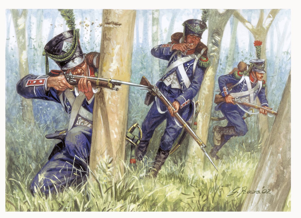 Ensimmäinen valtakunta: Ensimmäinen valtakunta: Kevyt jalkaväki metsässä - Ensimmäinen valtakunta: Rava: Kevyt jalkaväki metsässä - Kuvitus: Giuseppe Rava tekijältä Giuseppe Rava