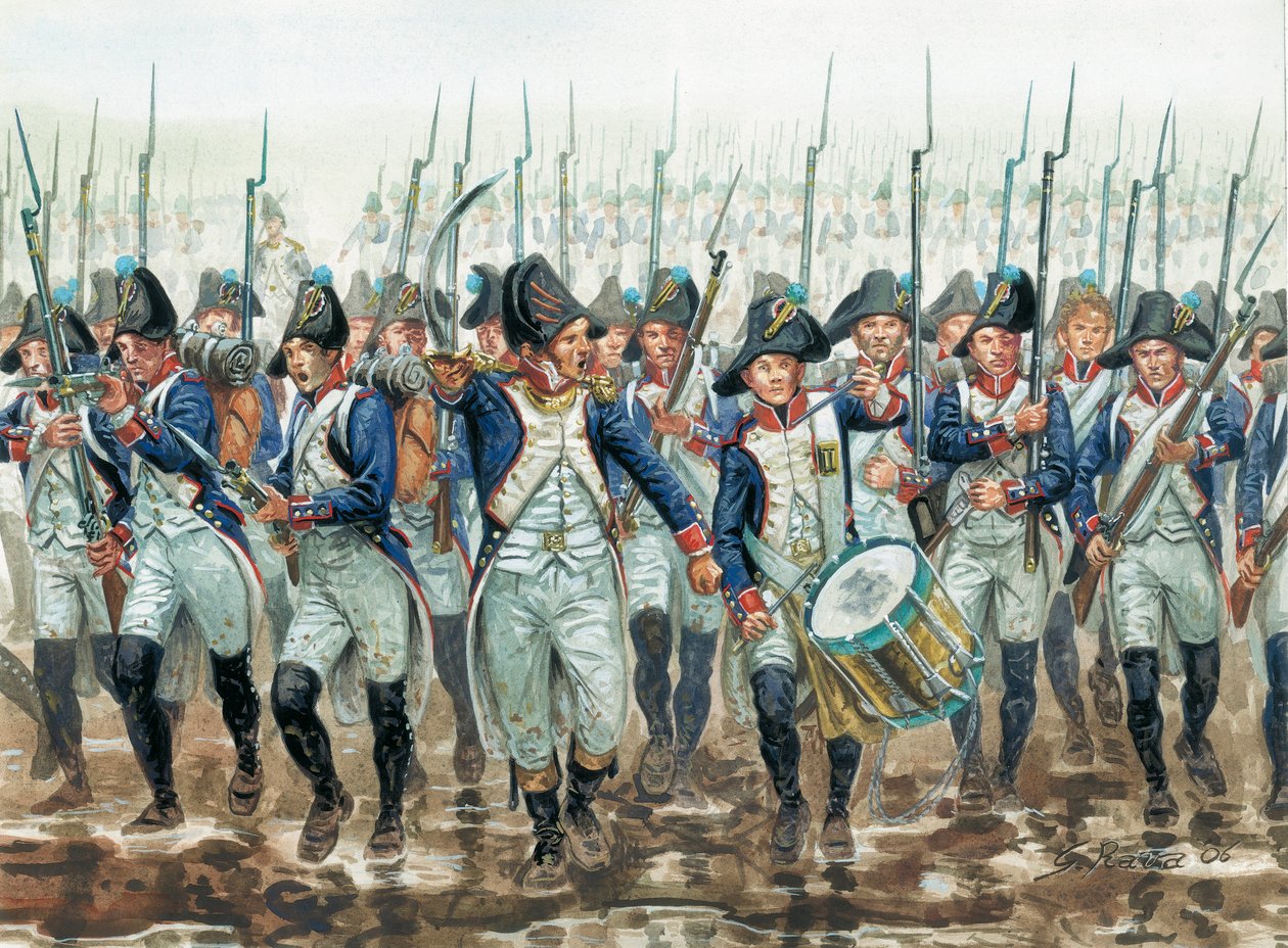 First empire: infantry de line francaise en 1805 - Ensimmäinen valtakunta: Ranskan jalkaväki vuonna 1805 - Kuvitus: Giuseppe Rava tekijältä Giuseppe Rava
