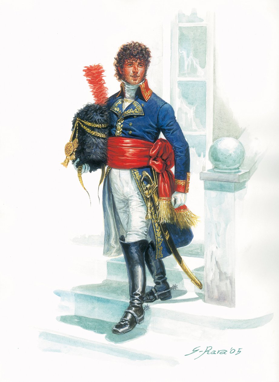 Portrait en pied de Joachim Murat (1767-1815) jeune militaire - Muotokuva nuoresta Joachim Muratista - Kuvitus: Giuseppe Rava tekijältä Giuseppe Rava