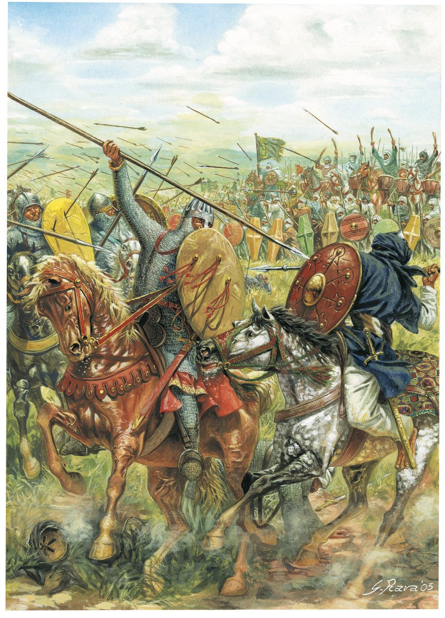 Kristitty palkkasoturiritari Rodrigo Ruiz de Vivar, sanoo Le Cid (kuva). tekijältä Giuseppe Rava