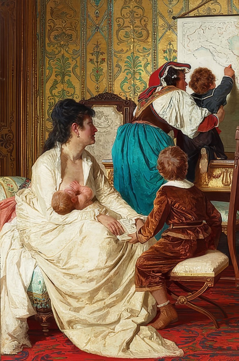 Hyvän äidin ilot (Le gioie della buona mamma). 1877 tekijältä Giuseppe Sciuti
