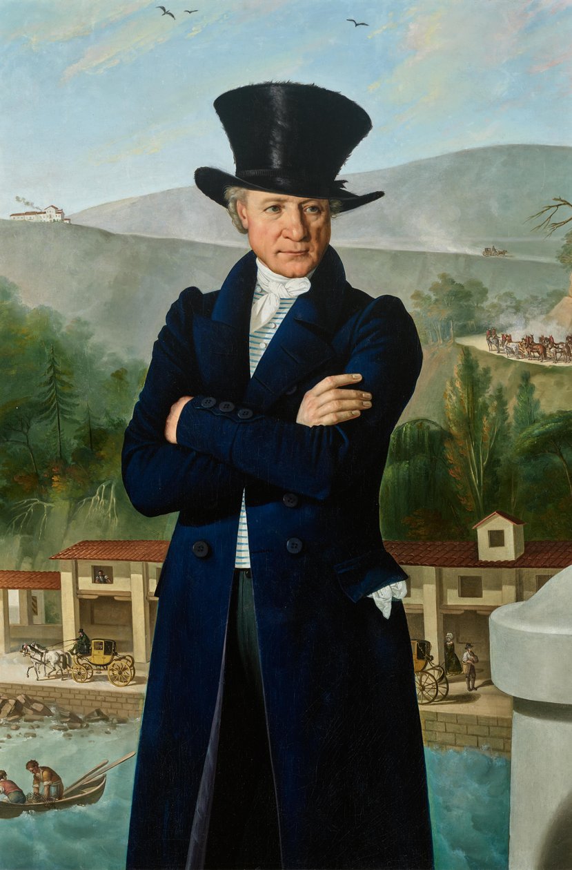 Kuljetusyrittäjä Paolo Preinitsch (Rosegg 1762 - 1840 Trieste) Triesten satamassa. tekijältä Giuseppe Tominz