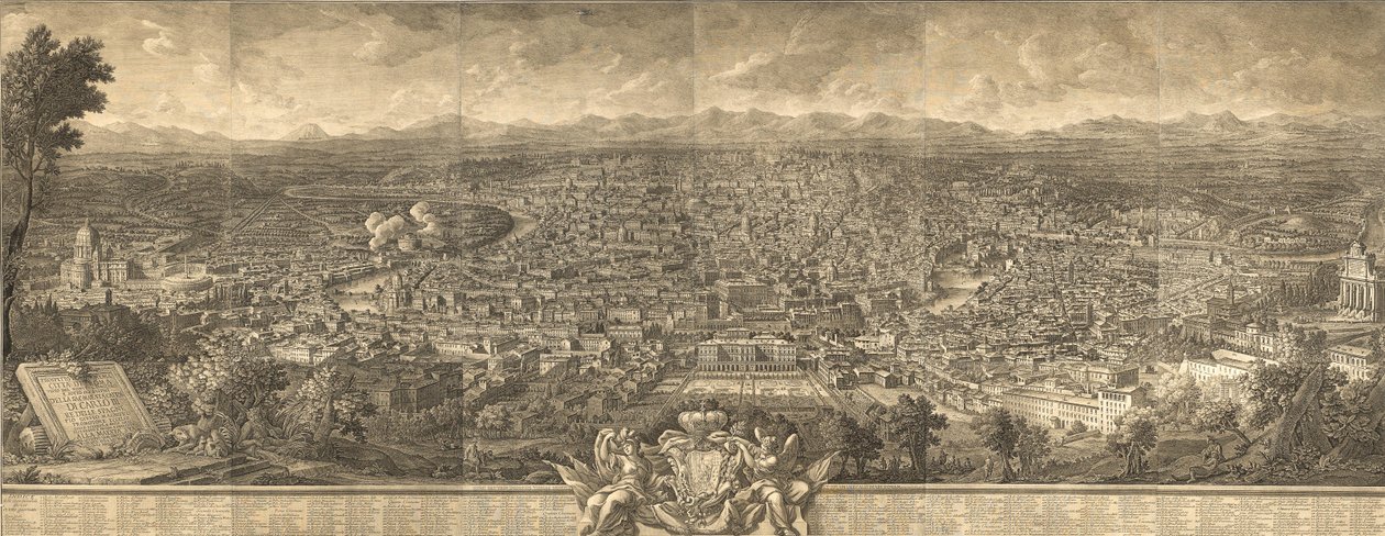 Giuseppe Vasi Alma Città di Roma -näkymä Monte Gianciololta katsottuna tekijältä Giuseppe Vasi