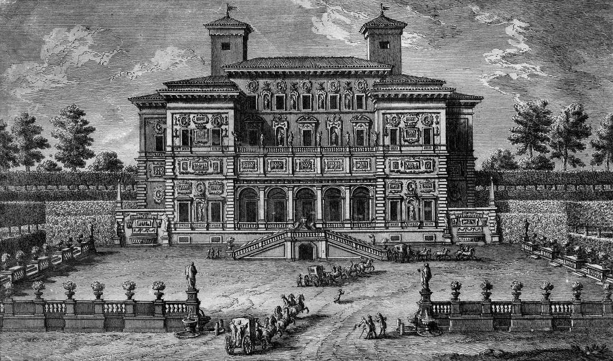 Kasino ja Villa Borghese, lähellä Roomaa, 1700-luku. tekijältä Giuseppe Vasi