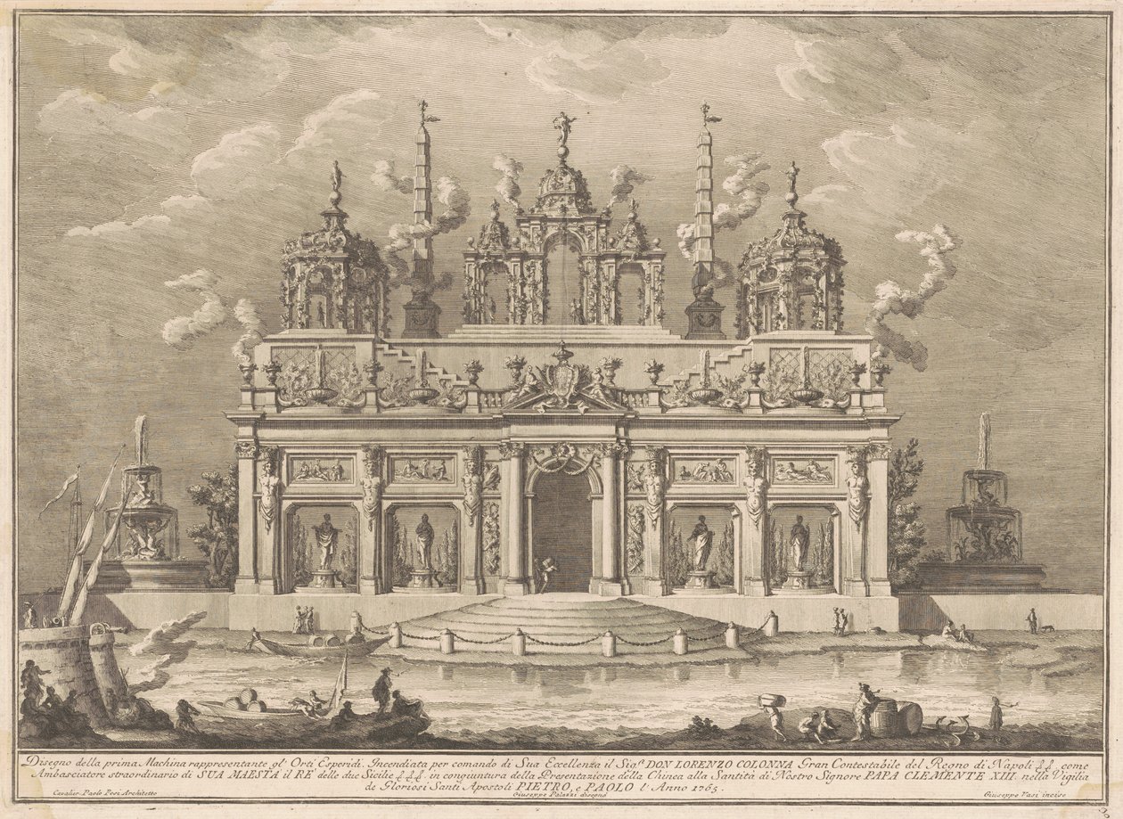 Chinean Prima Macchina vuodelta 1765: Hesperidien puutarha tekijältä Giuseppe Vasi, after Giuseppe Palazzi, after Paolo Posi