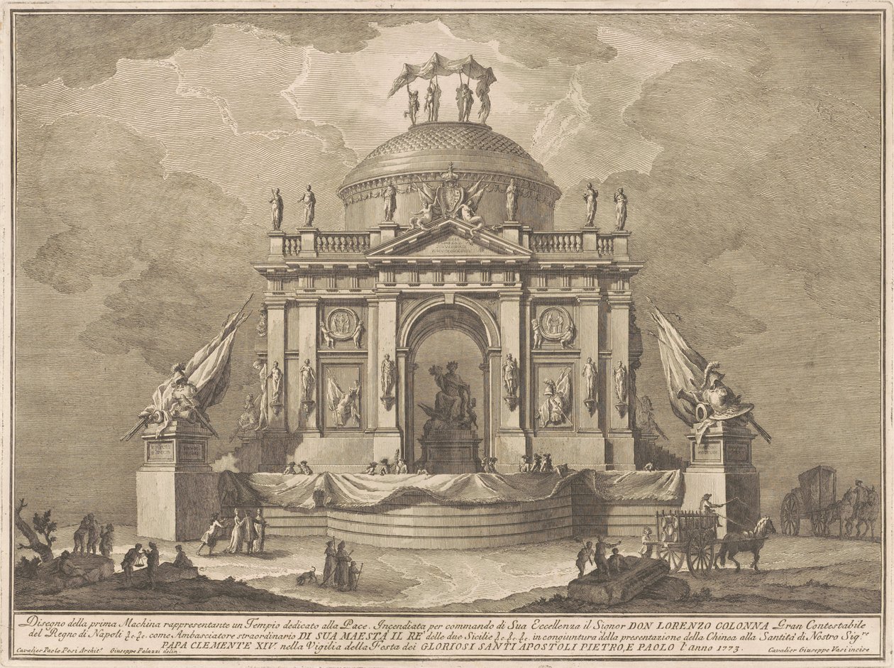 Prima Macchina Kiinalle 1773: Rauhan temppeli tekijältä Giuseppe Vasi, after Giuseppe Palazzi, after Paolo Posi