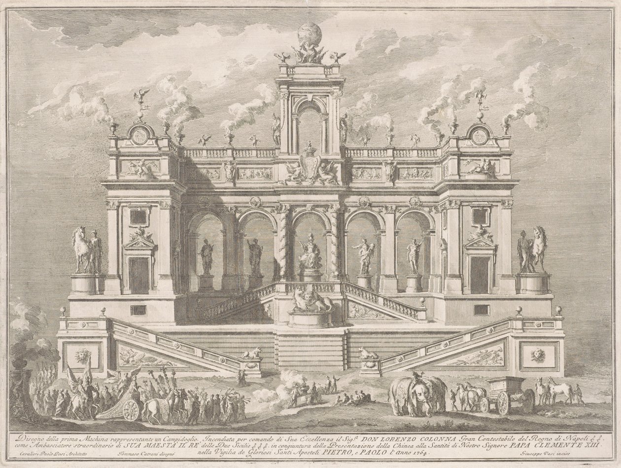 Chinean Prima Macchina 1764: Capitol-rakennus tekijältä Giuseppe Vasi, after Tommaso Catrani, after Paolo Posi