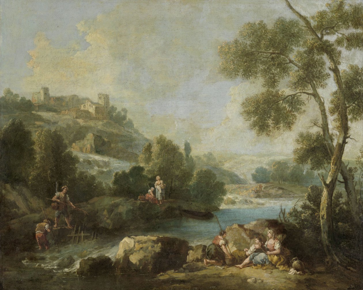 Maisema hahmoilla tekijältä Giuseppe Zaïs (attributed to)