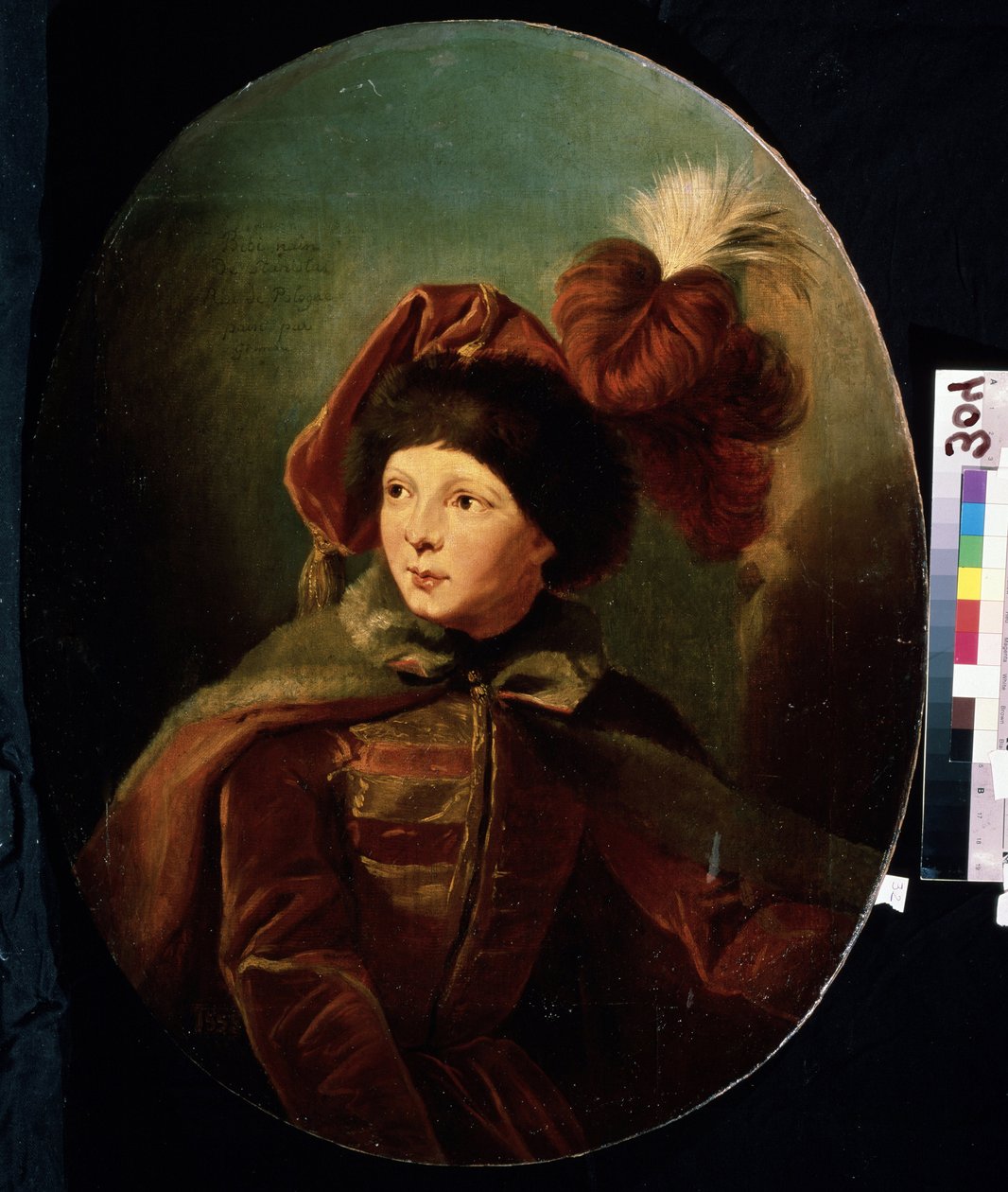 ""Muotokuva kääpiö Bi-Bistä aviomiehen univormussa"" (Kääpiö Bi-Bin muotokuva) Jozef Grassin (1757-1838) maalaus Mikhail Kroshitskyn taidemuseo, Sevastopol (Sevastopol) Ukraina tekijältä Giuseppe or Josef Grassi