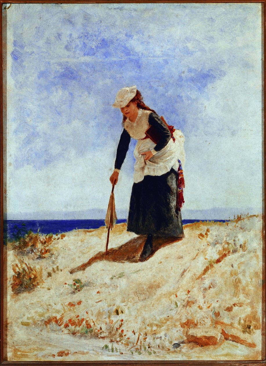 Nainen hiekalla (öljy kankaalle tekijältä Giuseppe or Joseph de Nittis