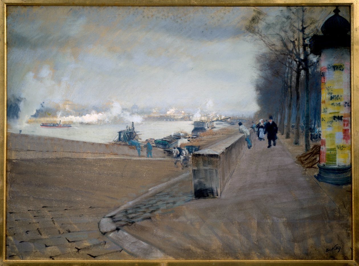 La Seine Pariisissa. Giuseppe Nittiksen (1846-1884) maalaus tekijältä Giuseppe or Joseph de Nittis