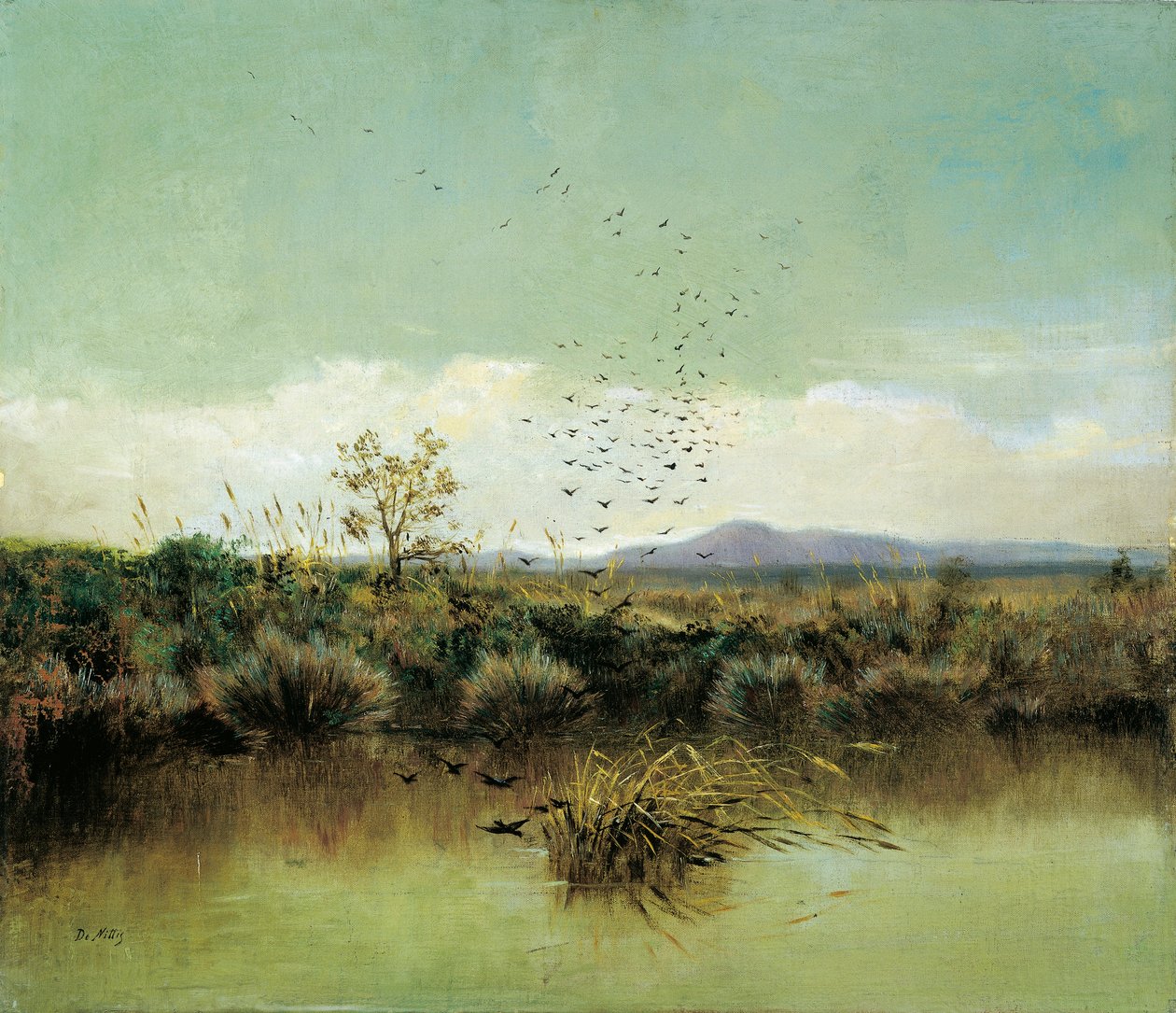 Ofanton rannalla, Giuseppe de Nittis (1846-1884), öljy kankaalle, 50x58 cm tekijältä Giuseppe or Joseph de Nittis