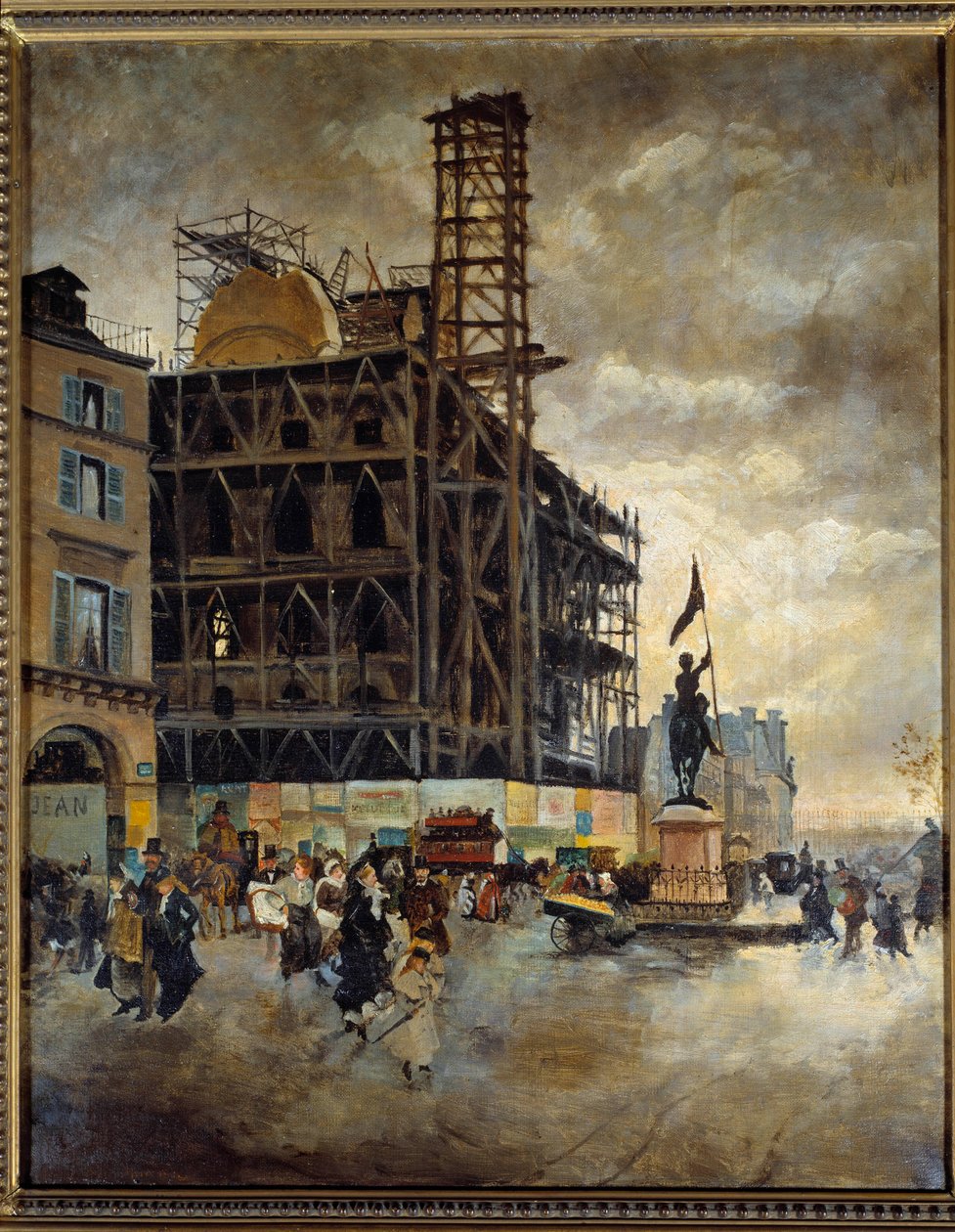 Place de pyramides, Marsan-paviljonki (Pariisi) vuonna 1880. Maalaus Guiseppe Nittis (1846-1884) Ec. Ital tekijältä Giuseppe or Joseph de Nittis