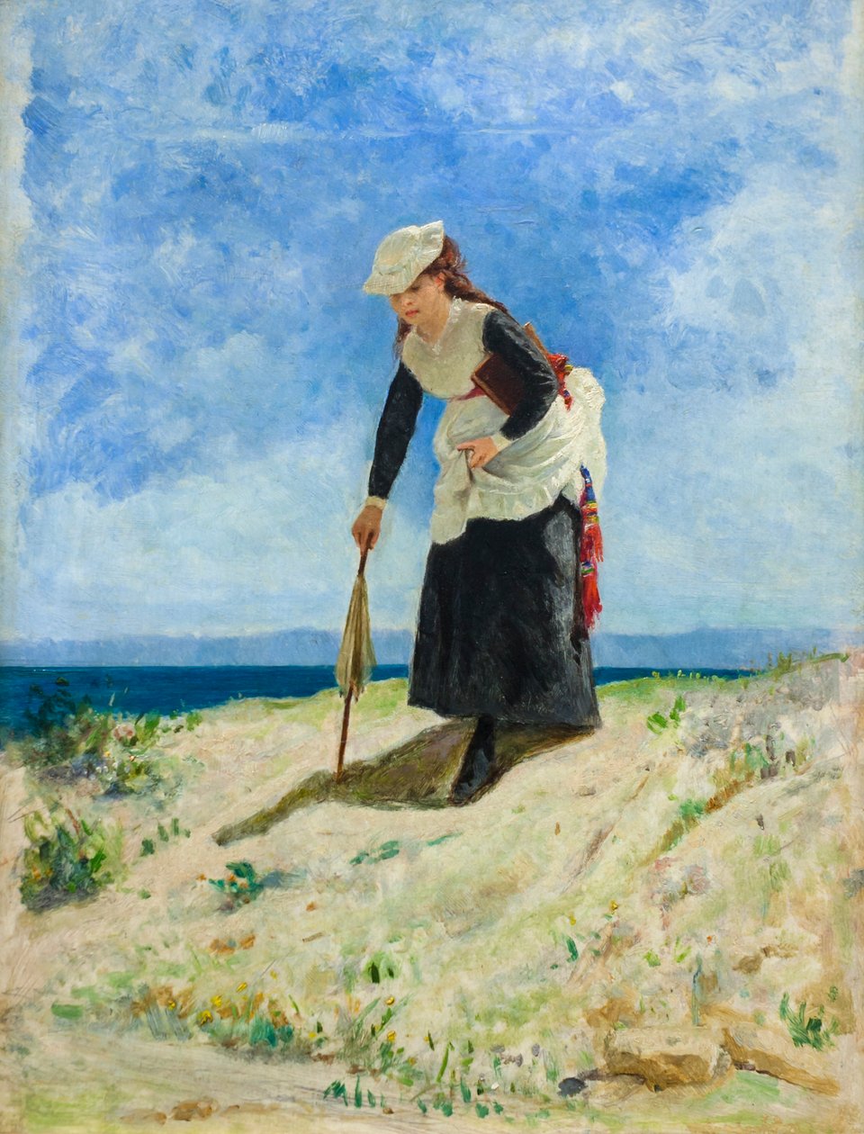 Nainen rannalla, noin 1875 (öljy kankaalle) tekijältä Giuseppe or Joseph de Nittis