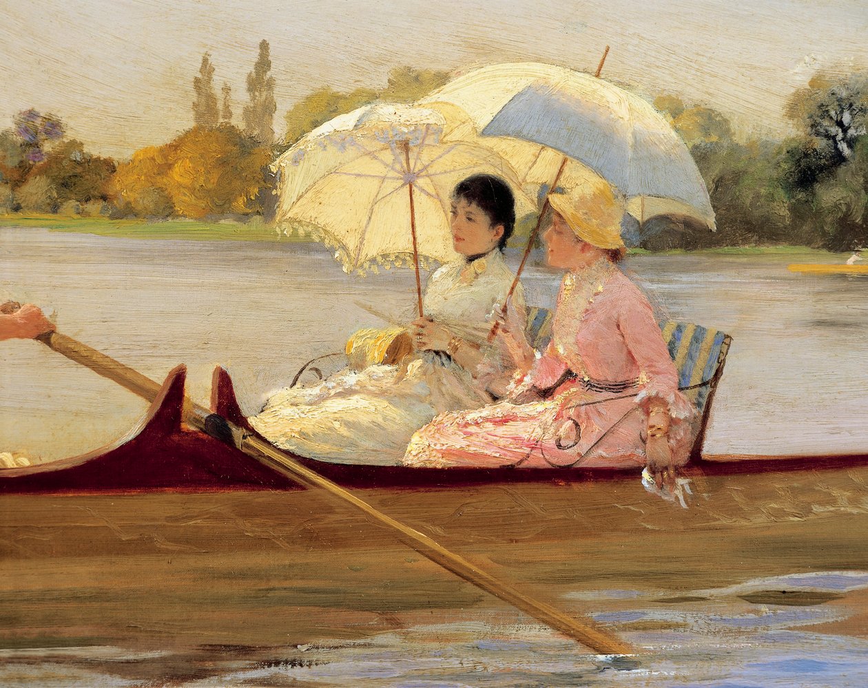 Naiset veneissä Thamesilla tekijältä Giuseppe or Joseph de Nittis