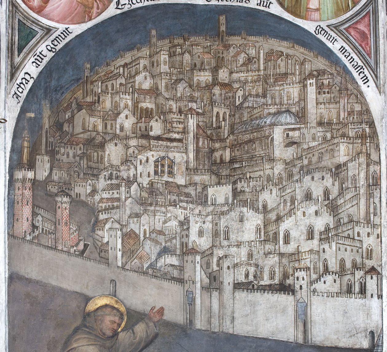 Veduta di Padova nel trecento - Basilica di Sant Antonio tekijältä Giusto de Menabuoi