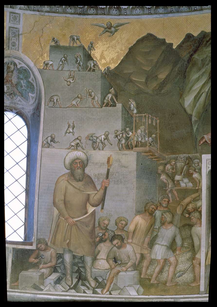 Baabelin tornin rakentaminen, 1360-70 tekijältä Giusto di Giovanni de Menabuoi