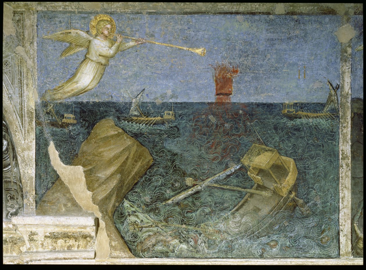 Apokalypsin toinen enkeli luo myrskyn, 1360-70 tekijältä Giusto di Giovanni de Menabuoi