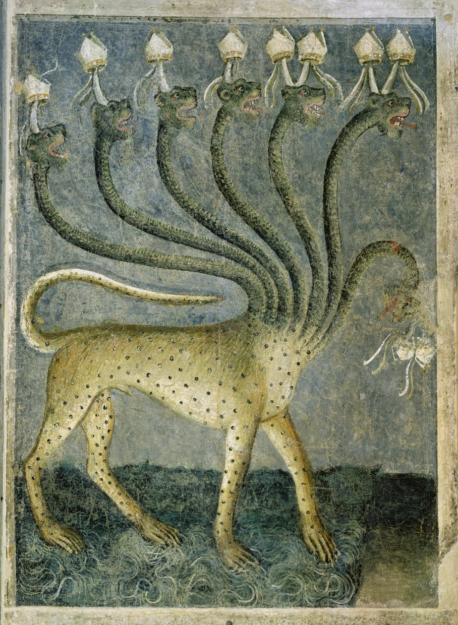 Seitsenpäinen peto, joka tulee merestä, 1360-70 tekijältä Giusto di Giovanni de Menabuoi