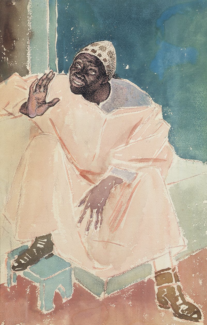 Istuva marokkolainen, 1936 (kynä, muste & wc paperilla) tekijältä Glyn Warren Philpot