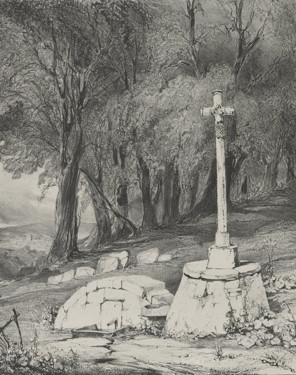Risti tiellä Clermontista Royaliin, 1831. tekijältä Godefroy Engelmann