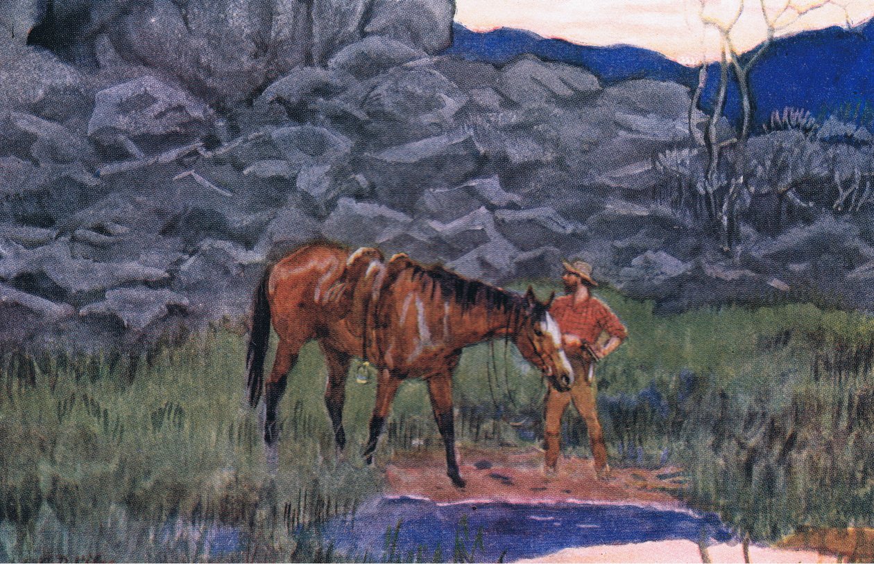 Susi ja koira, julkaisusta Poems of Adam Lindsay Gordon, julkaisija T. N. Foulis, 1912 tekijältä Godfrey Douglas Giles